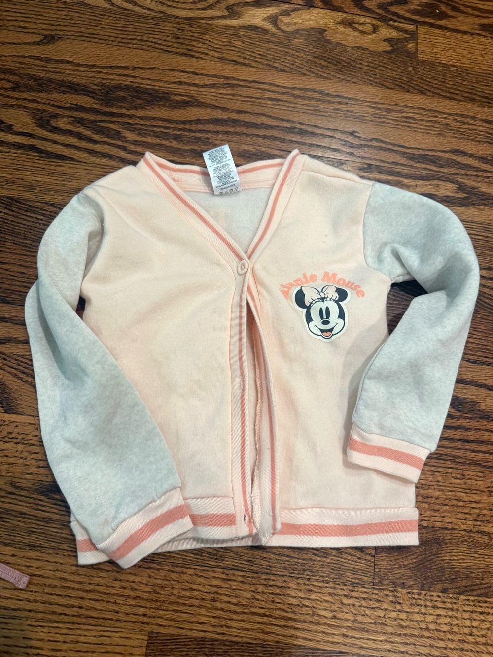 Disney Pink & Light Gray Minnie Mouse Snap Cardigan